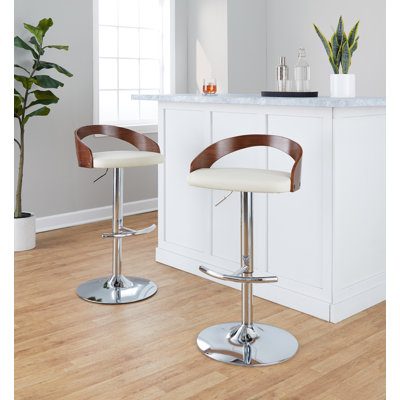 Tabouret de bar réglable Laurenzio avec repose-pieds arrondi en T