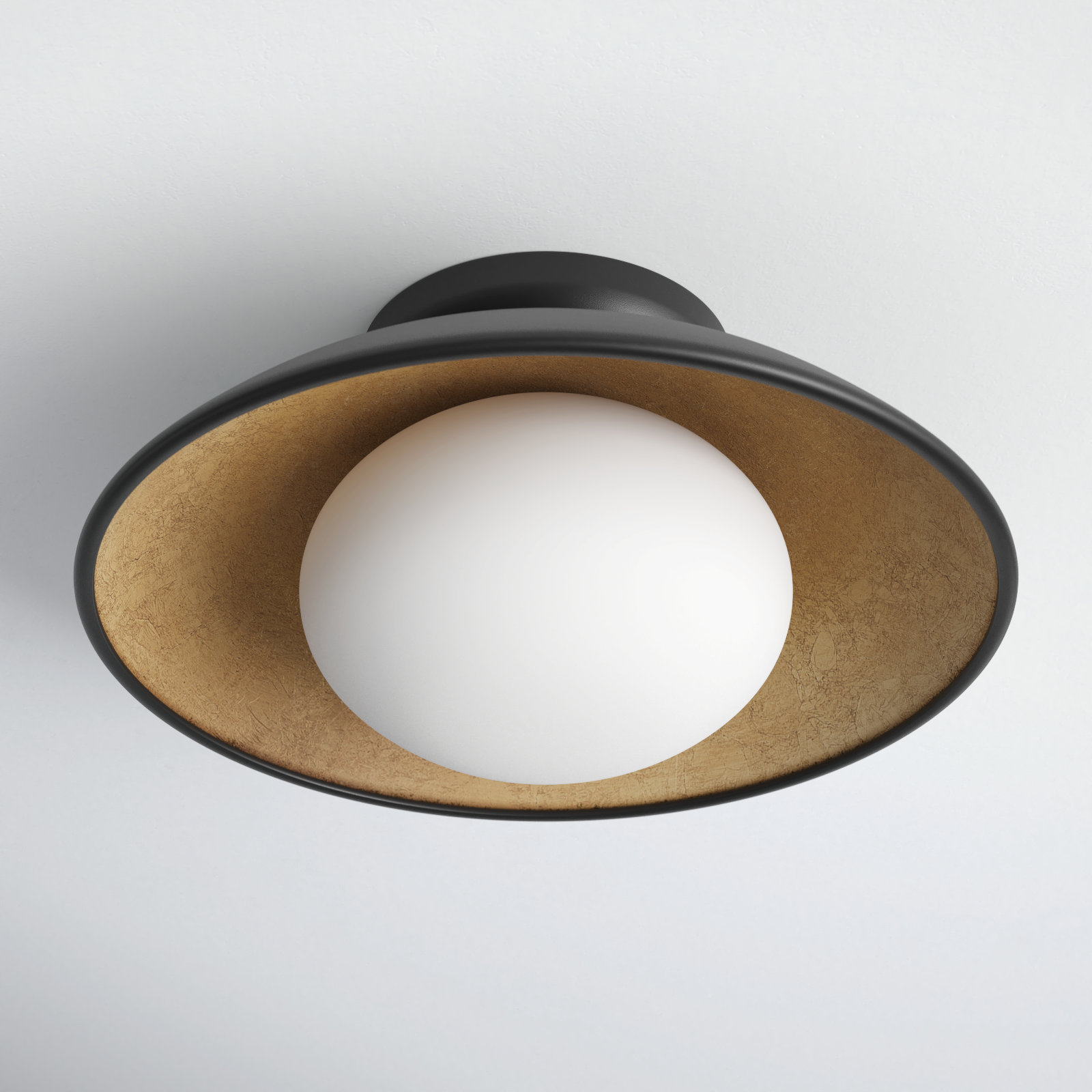 Jason Single Light Flush Mount, Black Lustro, 6.75'' H x 14'' W x 14'' D
