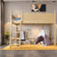 Lit peu encombrant avec rangement, lit mezzanine en bois aggloméré simple, chambre d'enfant moderne