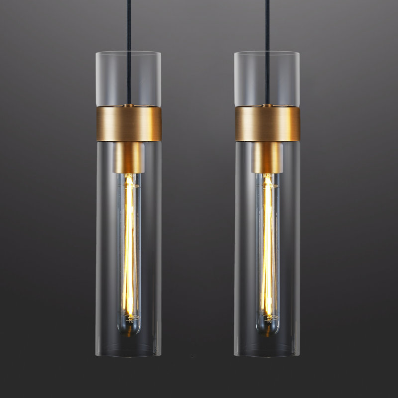 Pescadero 99" H Adjustable 1 - Light Kitchen Island Pendant Light Hanging Lamp, Brass