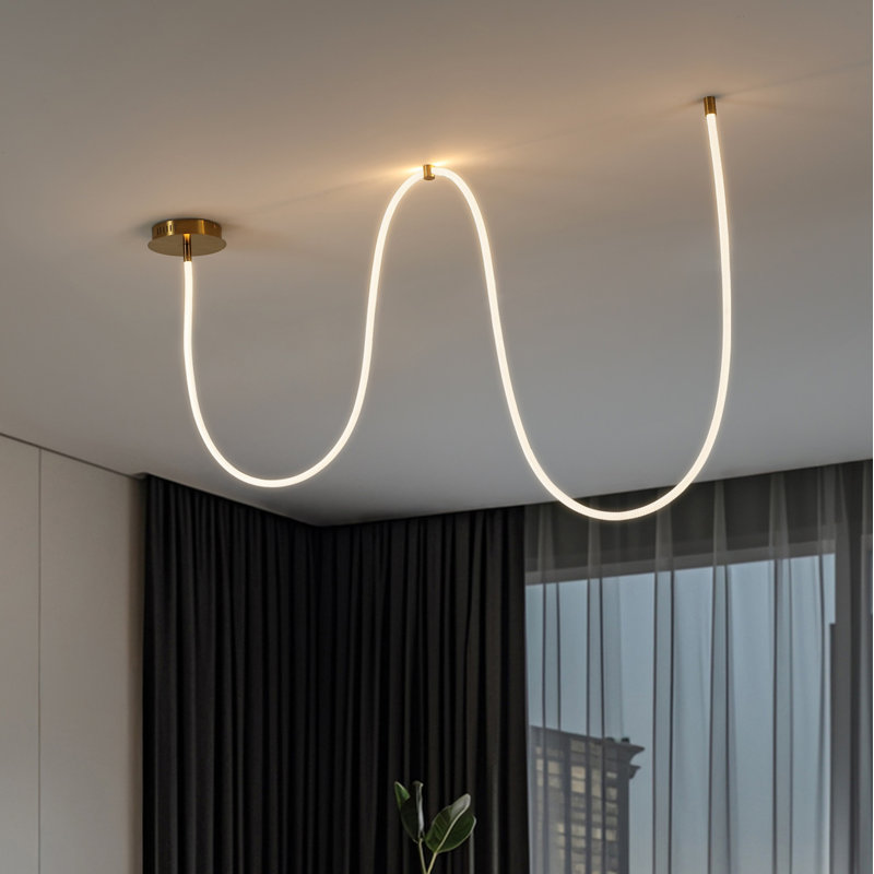 Plafonnier encastré linéaire à intensité variable de 55 po Braunstein, Doré, 20" H x 136" W x 7" D