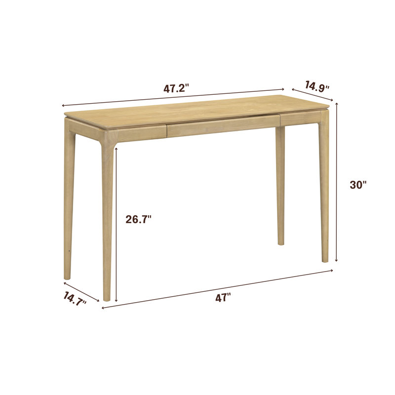NTC Mingle 47-Inch Console Table, Modern Solid Wood Entryway Table with Hidden Drawer, Waterproof & Heat Resistant, Narrow Table for Hallway, Living Room & Foyer, Sand