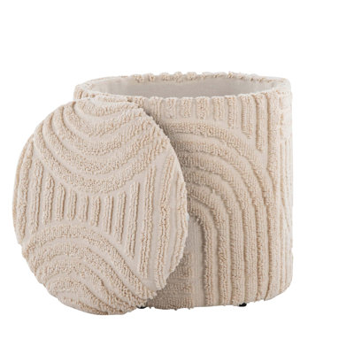 Stylish Cotton Storage Ottoman With High Pile Textured Design, Perfect For Extra Seating And Concealed Storage.