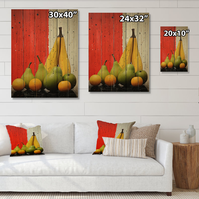 «Fruit Harvest Spectrum Différent II» sur bois, H 20 po x l 10 po x P 0,78 po