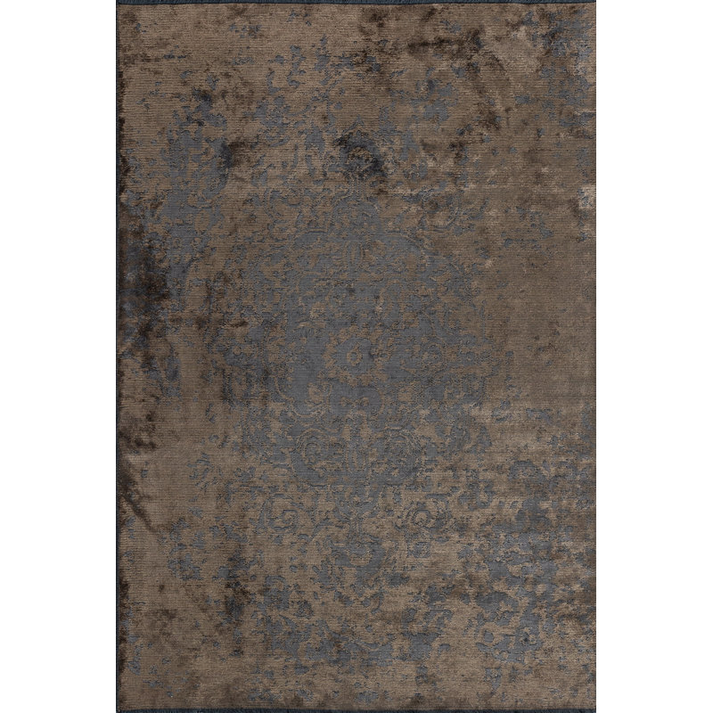 Rapture Gray Brown Damask Luxury Area Rug, Rectangle 7'10" x 11'2"