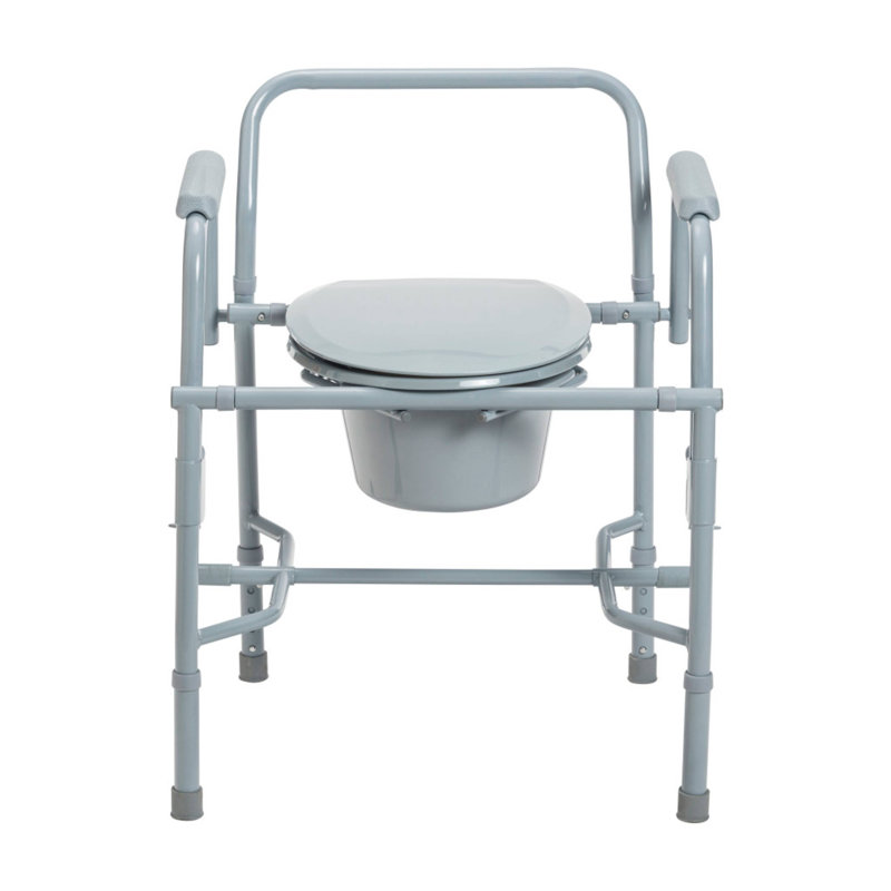 Steel Drop Arm Bedside Commode With Padded Arms