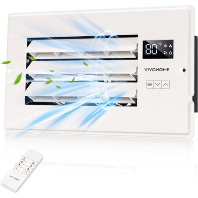 Quiet Register Booster Fan with Adjustable Louver,Smart Thermostat,Remote Control