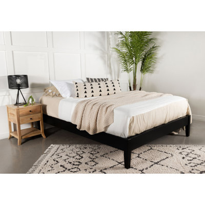 Eastern King Black Bed, Universal Design, Sleek Modern Aesthetic, Slatted Mattress - , Constructed From Rubberwood And Pine, Headboard Attachment Bed For King, Easy Fixing