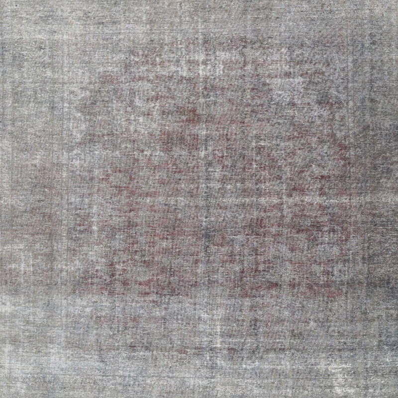 Tapis en laine rouge / gris, Rond 6 pi