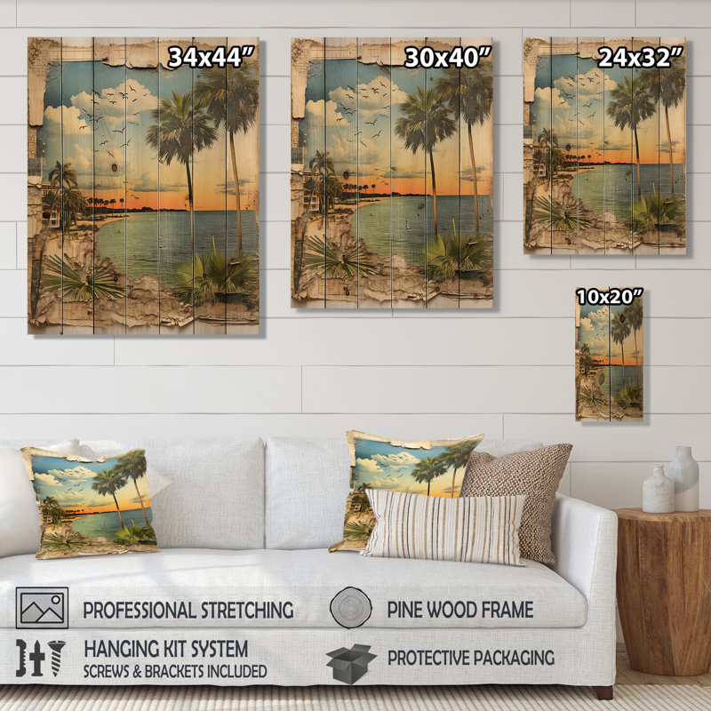Alix - Impression sur bois de paysages sur bois de pin naturel, H 44 po x l 34 po