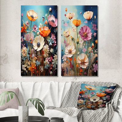 «Whimsical Meadows Flowers Collage», ensemble de 3 impressions florales en métal