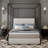 Corduroy Upholstered Canopy Bed With Tall Headboard-797322863-778923571