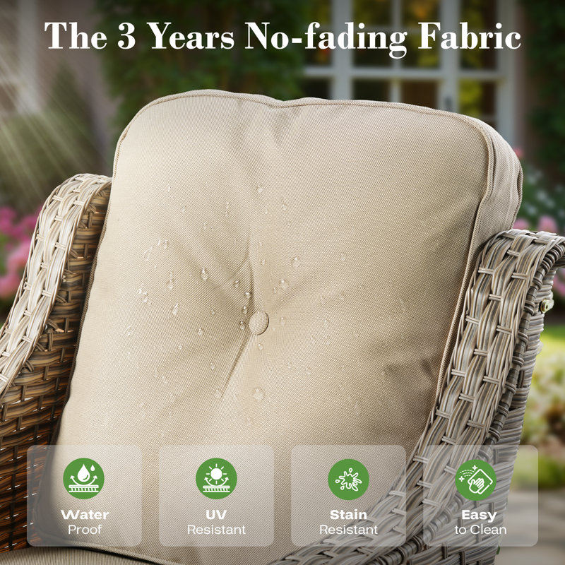 7 - Person Wicker Outdoor Conversation Set, Patio Sofa Set with Cushions, Beige