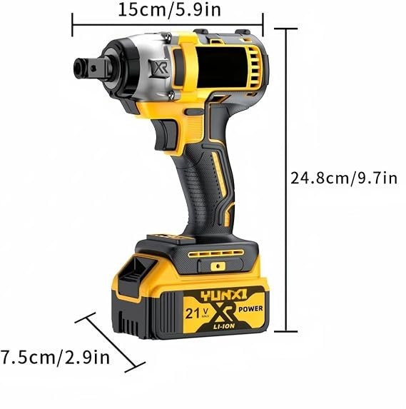Outil à percussion électrique 3-en-1 avec moteur sans balai, contrôle de couple 350N / M, combo complet avec 1 pile au Lithium, 4 douilles