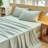 100% Washed Cotton Bedding Sheet Set 4 Pieces,1 Fitted Sheet,1 Flat Sheet and 2 Pillowcases,Comfy Textured Sheet Set-124550244-119423617
