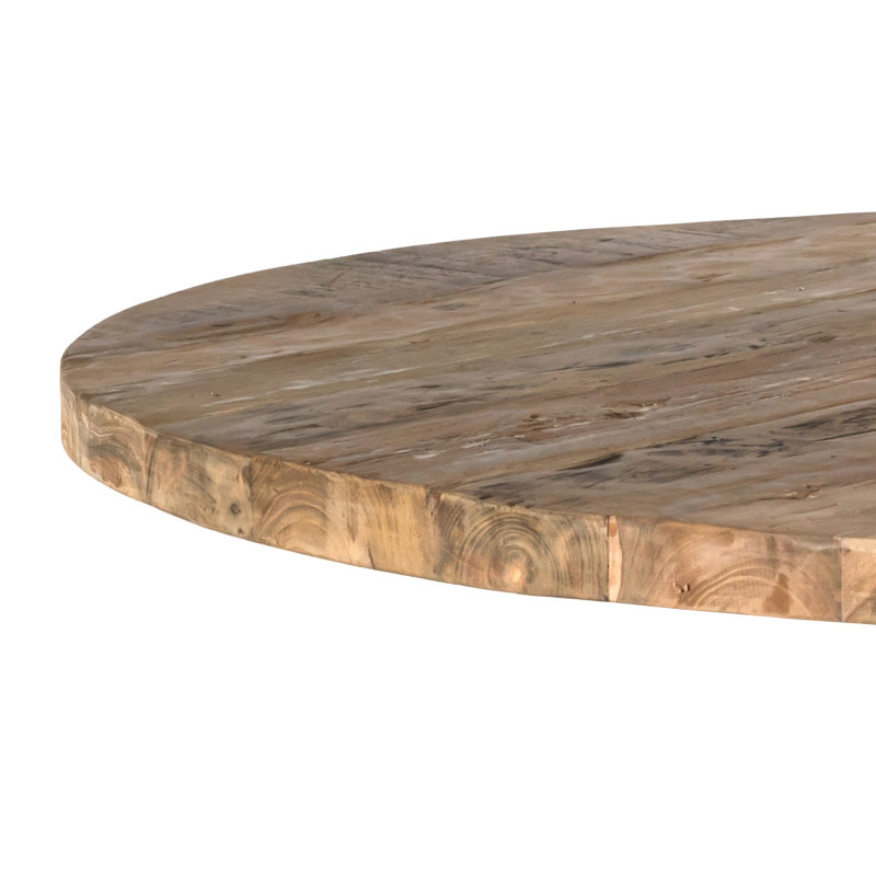 Marjoe Teak Round Metal Base Dining Table