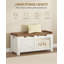 Coffre de rangement de 39,4 po, coffre de rangement très grand avec 2 charnières, banc en bois, coffre de rangement relevable, banc à chaussures pour entrée, chambre à coucher, salon, blanc rustique et brun-126248047-118611623