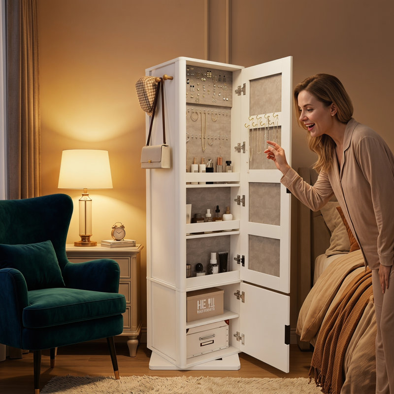 Armoire de maquillage rotative à 360 °, Blanc