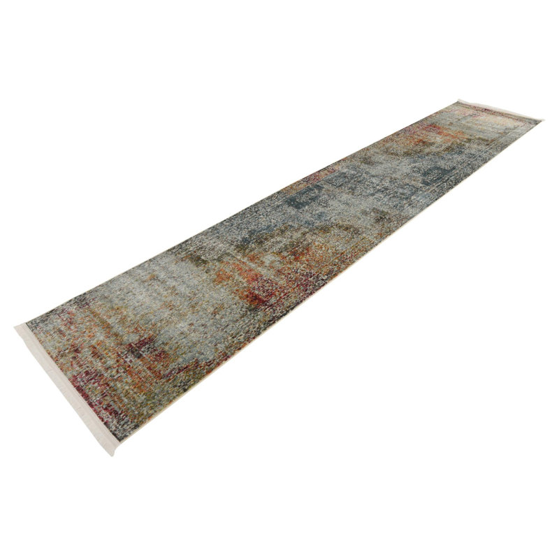 Tapis contemporain de couleur aquarelle Mulvihill, Tapis de couloir 2 pi x 8 pi