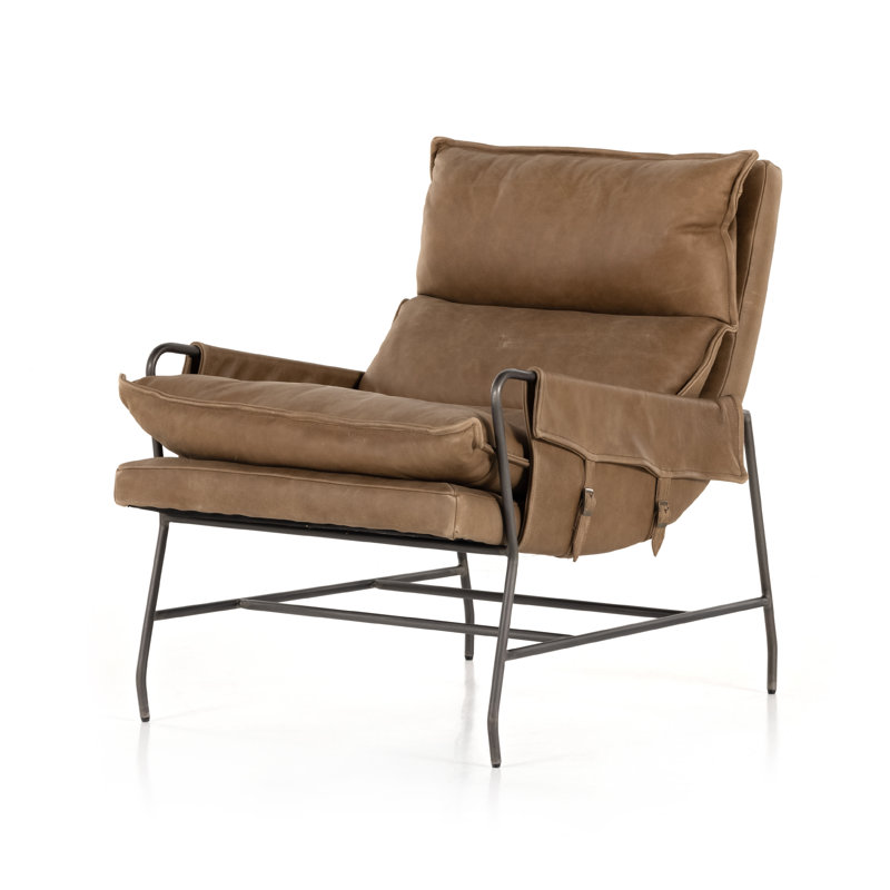 Taryn Slipcovered Side Chair, Gris Gunmetal, Palermo Drift Top Grain Leather