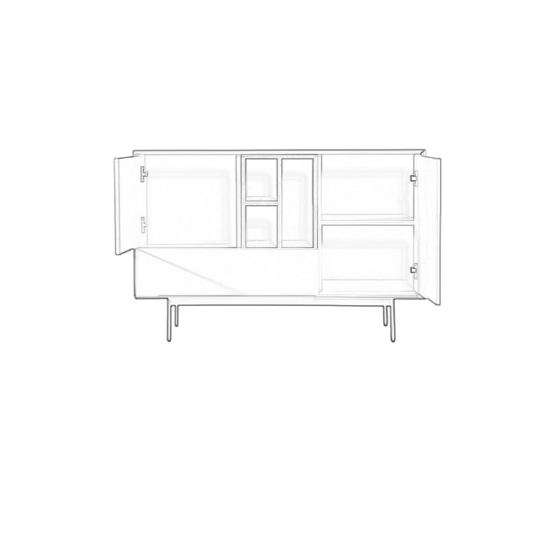 Armoire décorative en acier au carbone avec rangement, Gris bleu