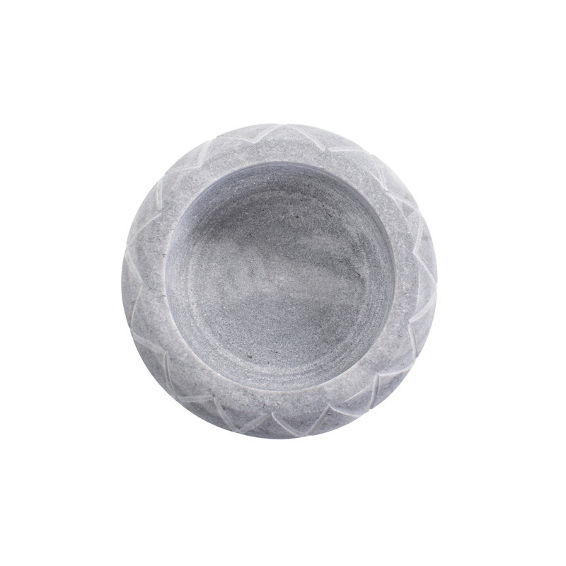 Handcrafted Grey Marble Round Decorative Bowl