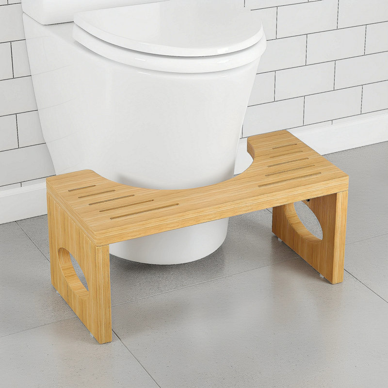 7 Inch Foldable Bamboo Toilet Stool -  Bathroom Footstool For Adults & Kids