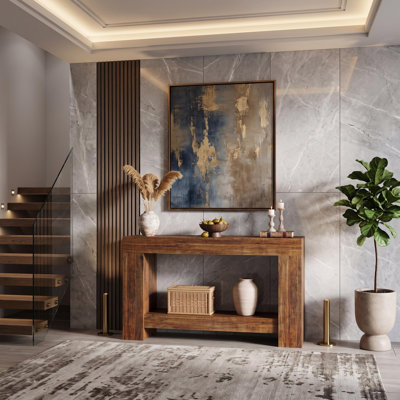 47.24 Inches Long Console Table for Entryway, 2-Tier Large Sofa Table with Storage, Wood Farmhouse Console Table for Living Room, Wooden Entrance Entry Table for Entryway, Hallway