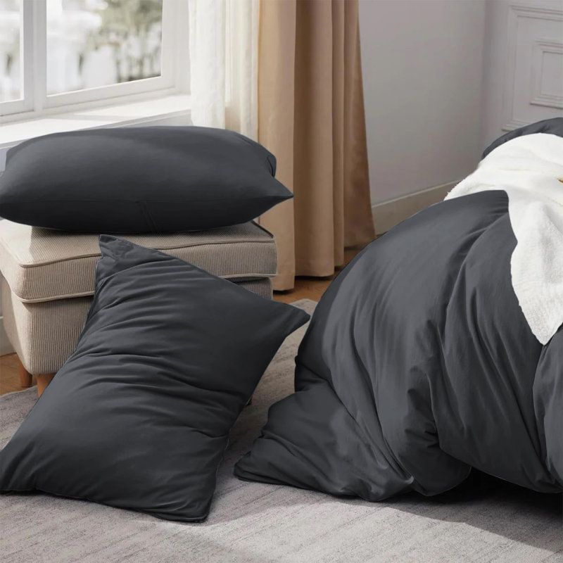 Ensemble de housse de couette en microfibre de luxe - literie moelleuse, infroissable et de qualité hôtel, Gris anthracite