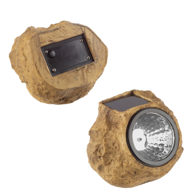Brown Faux-Stone Solar LED Pathway Lights, 4-Pack
