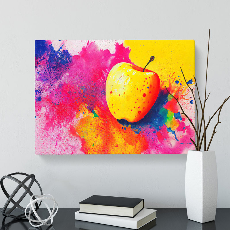 Apple Fruit Paint Splatter Vol.2 Abstract - Wrapped Canvas, 50cm H x 76cm W x 3cm D