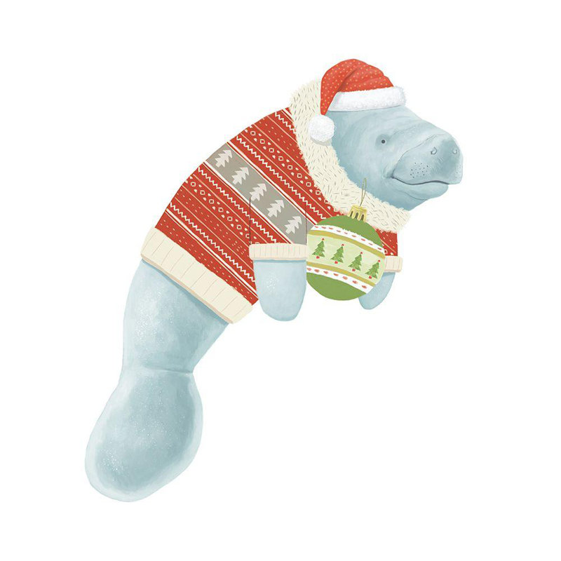 «Latitude Run® Sheppard, Lucca Gallery, art sur toile tendue: Jolly Christmas Manatee I, H 36 po x l 36 po