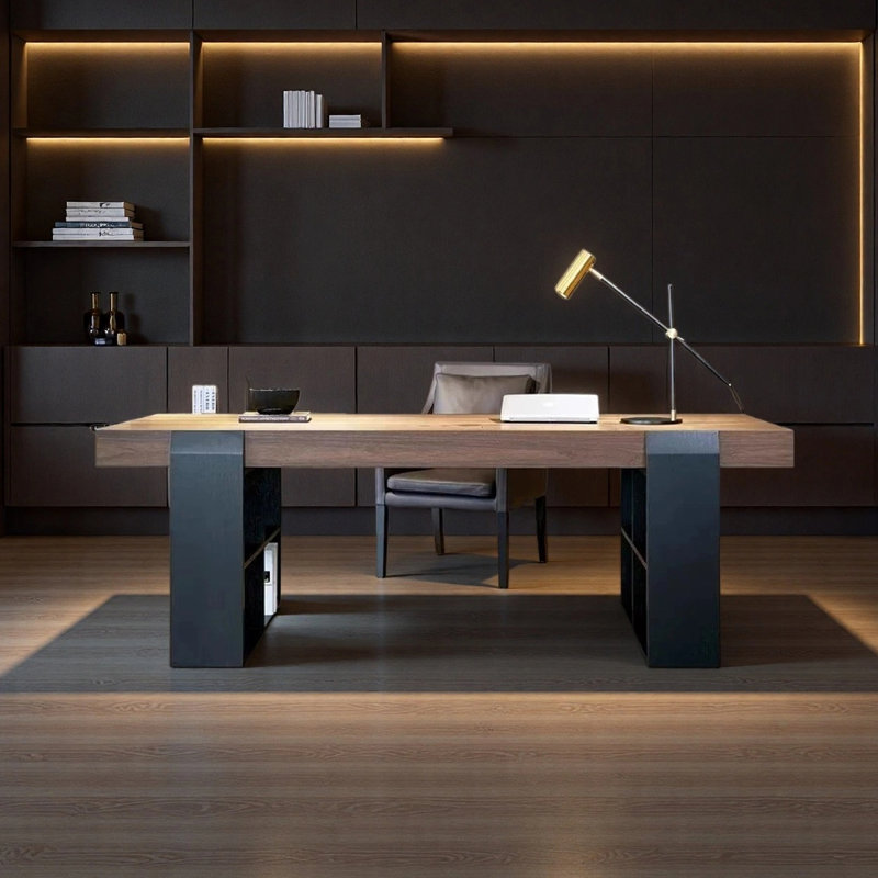 Modern minimalist desk, 29.53" H x 86.61" W x 31.5" D