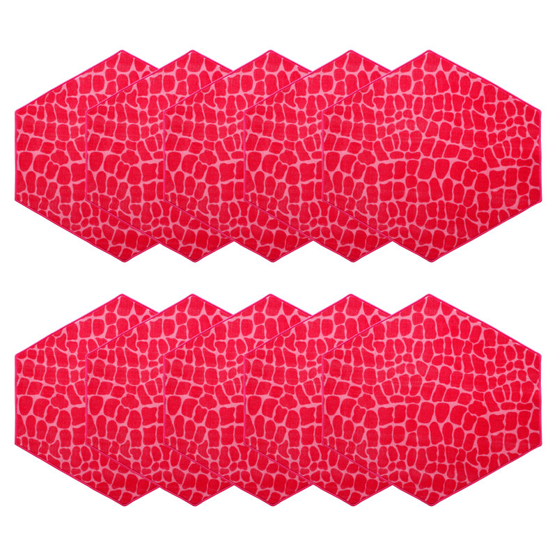 Ensemble de tapis touffetés en nylon rose / blanc Fichter, Hexagone 3 pi