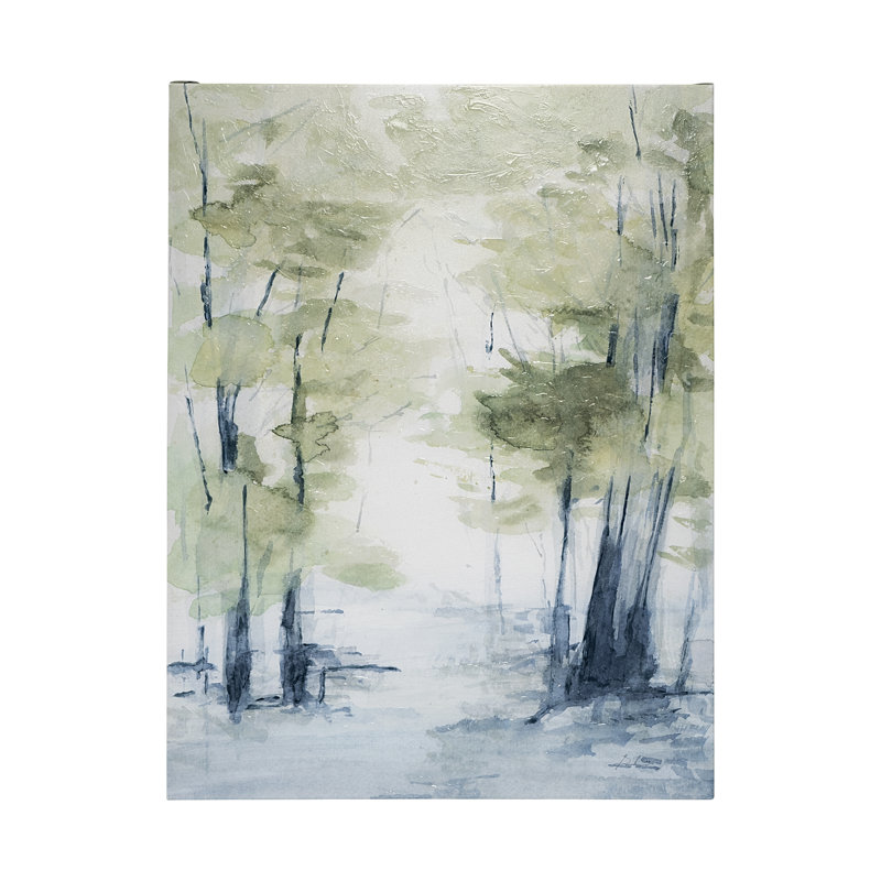 Toile texturée embellie à la main «Forest Dew I» par Melody Ducharme, H 48 po x l 36 po x P 1,5 po