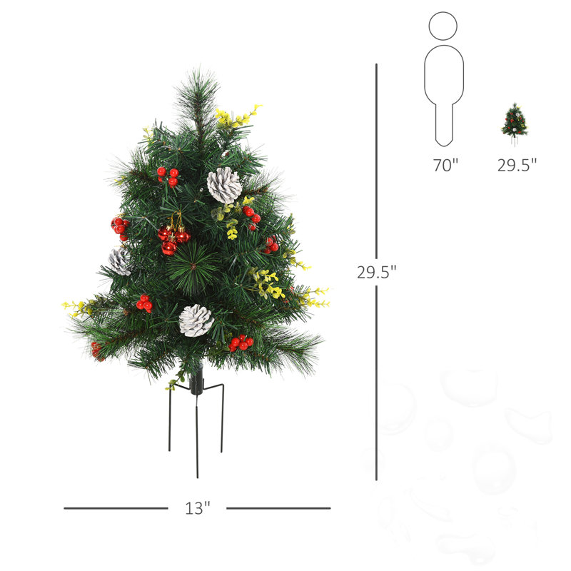 Ensemble de 2 arbres de Noël d'extérieur sans cordon avec lumière