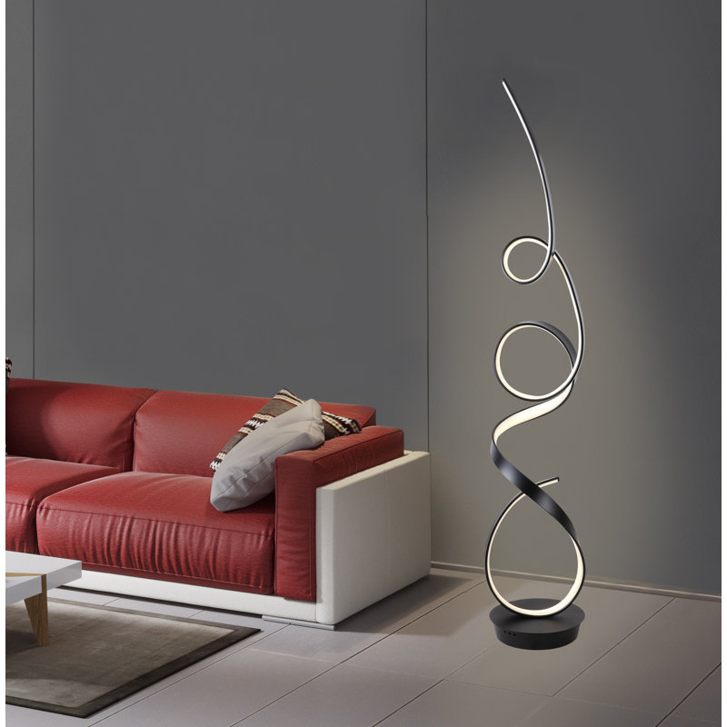 63'' LED Novelty Floor Lamp with USB, Matt Black