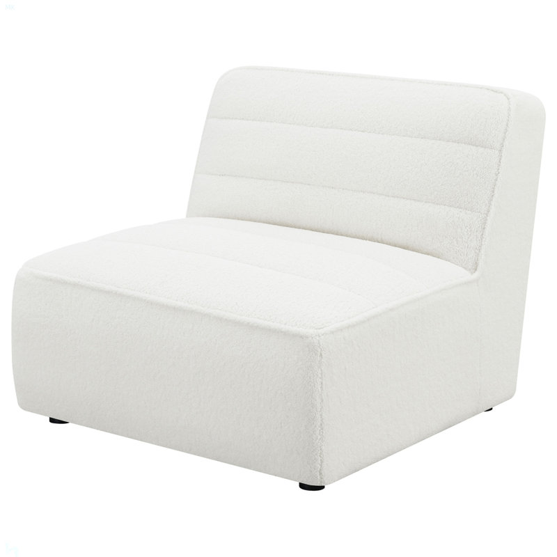 Fauteuil rembourré Bonnie, Ours en peluche ivoire
