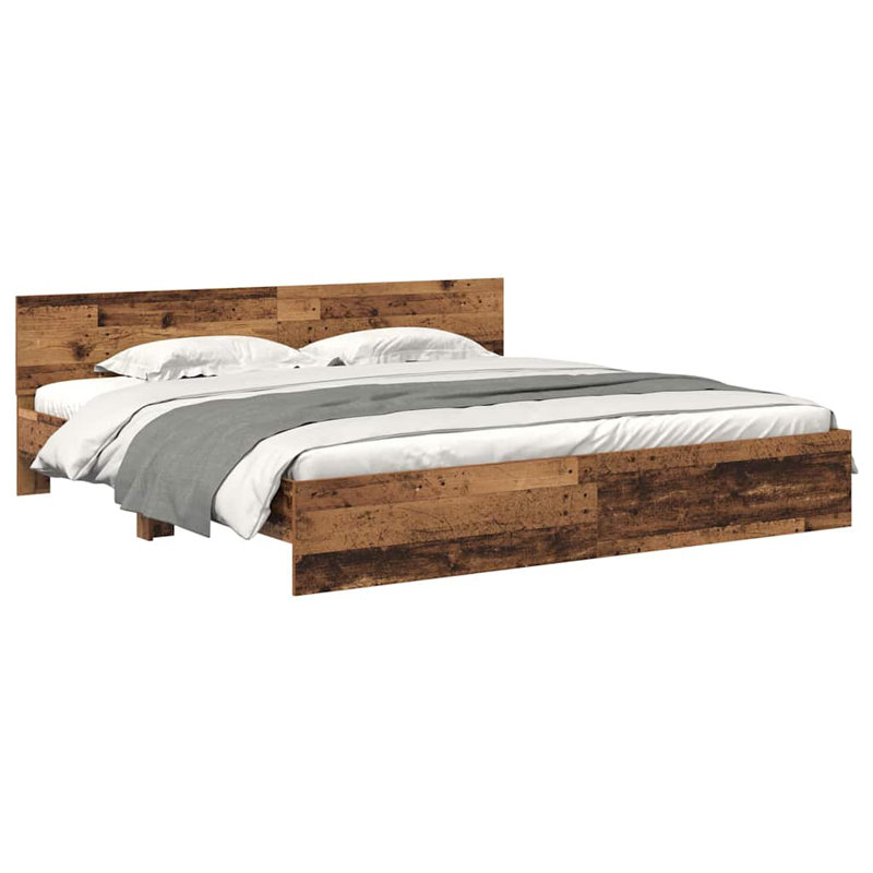  Bed Frame With Headboard Engineered Wood, Old Wood, Super King (6')