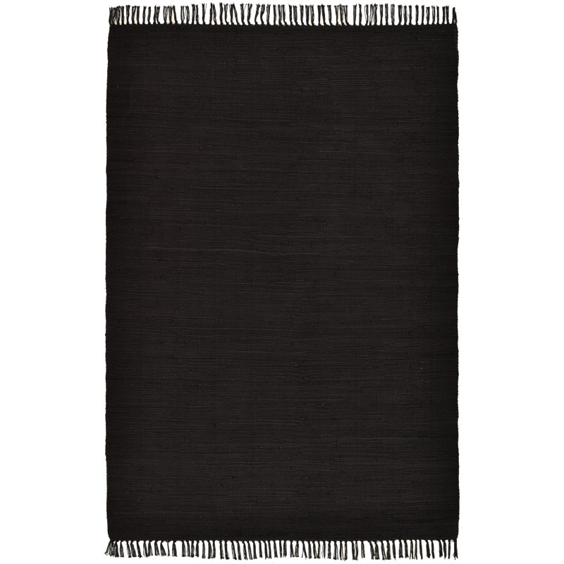 Coll Handwoven Cotton Black Rug, Rectangle 160 x 230cm