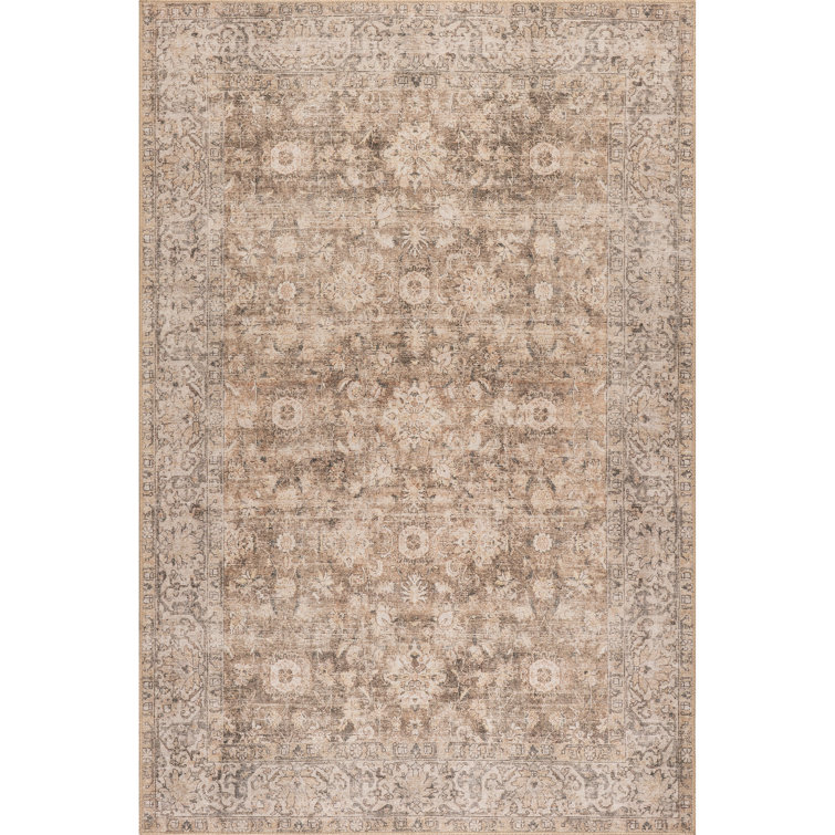 Jeccica Distressed Vintage Medallion Jute Blend Polyester Area Rug