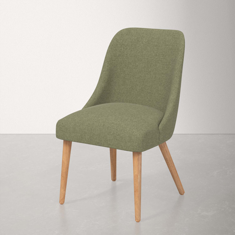 Chaise en bois massif Lozelle, Bois naturel, Lin laurier texturé Zuma