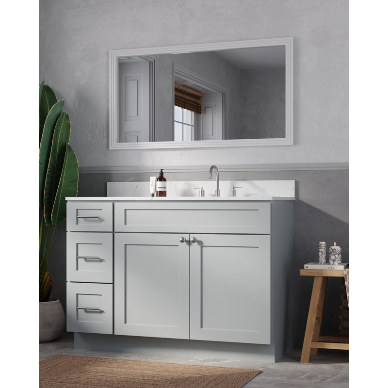 Meuble-lavabo simple 49 po avec plateau en quartz Disar, Gris, Oui