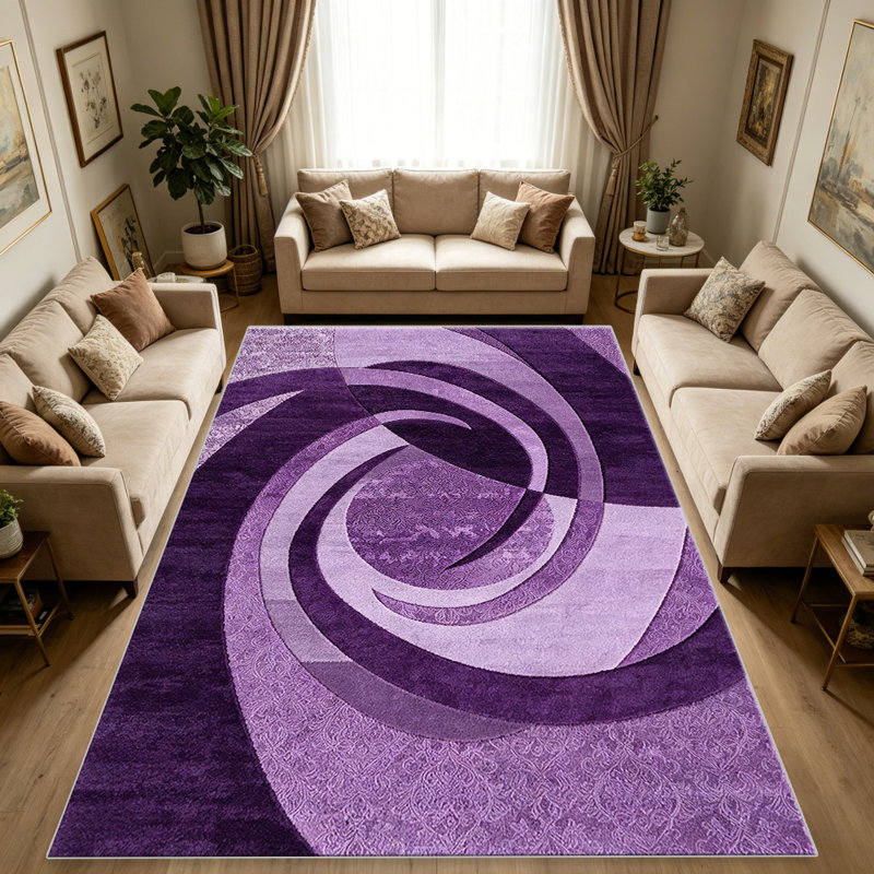 Purple Abstract Swirl area rugs for Living Room, Soft and Comfortable, Suitable for all seasons, easy to maintain, machine washable Indoor floor mat, Under Table Farmhouse suitable for Bedroom, Dining Room, Study, Patio, Balcony, Home Decor