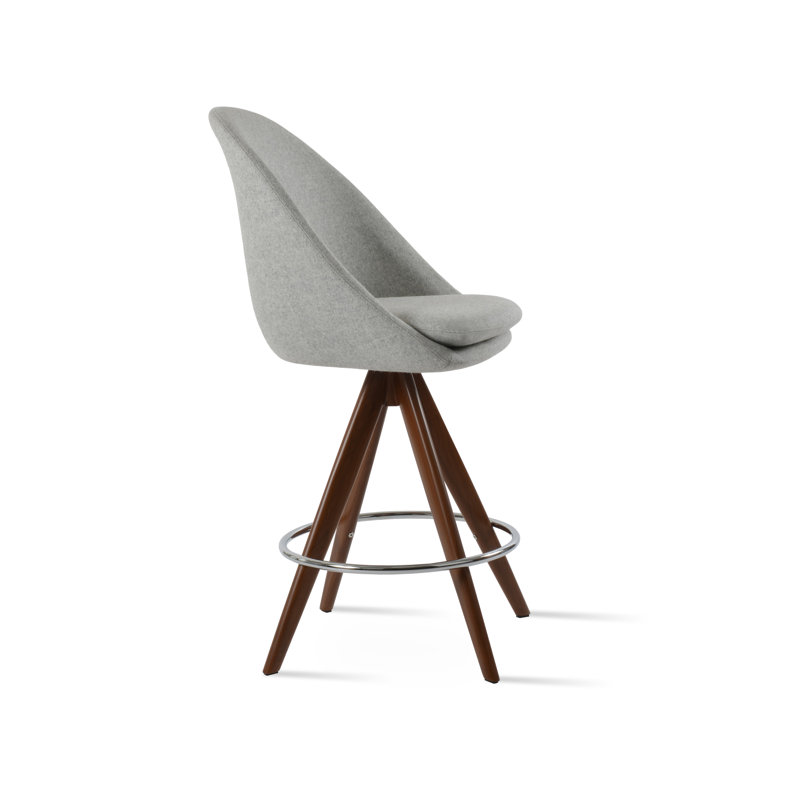 Tabouret pivotant Avanos Pyramid, Beige, Bar Stool (29.5” Seat Height), Silver Wool