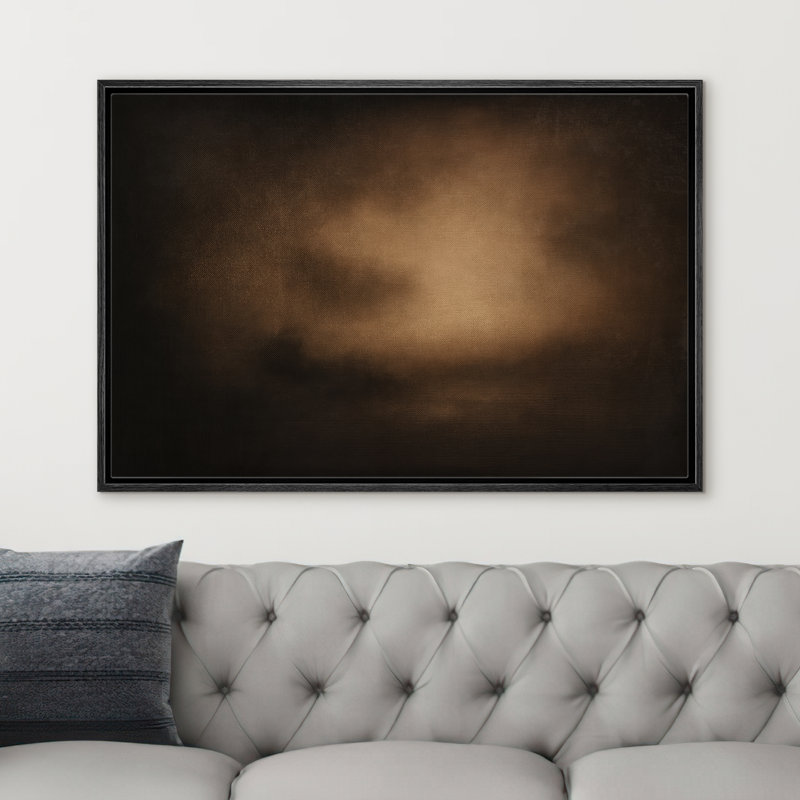 «Mist Light Gradient Abstract Atmosphere», reproduction d'art sur toile encadrée dans la chambre principale
