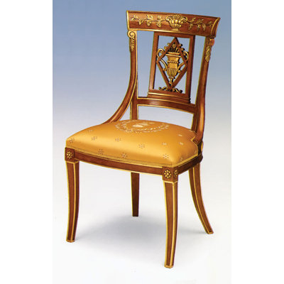 Queen Anne Back Side Chair in Gold/Brown