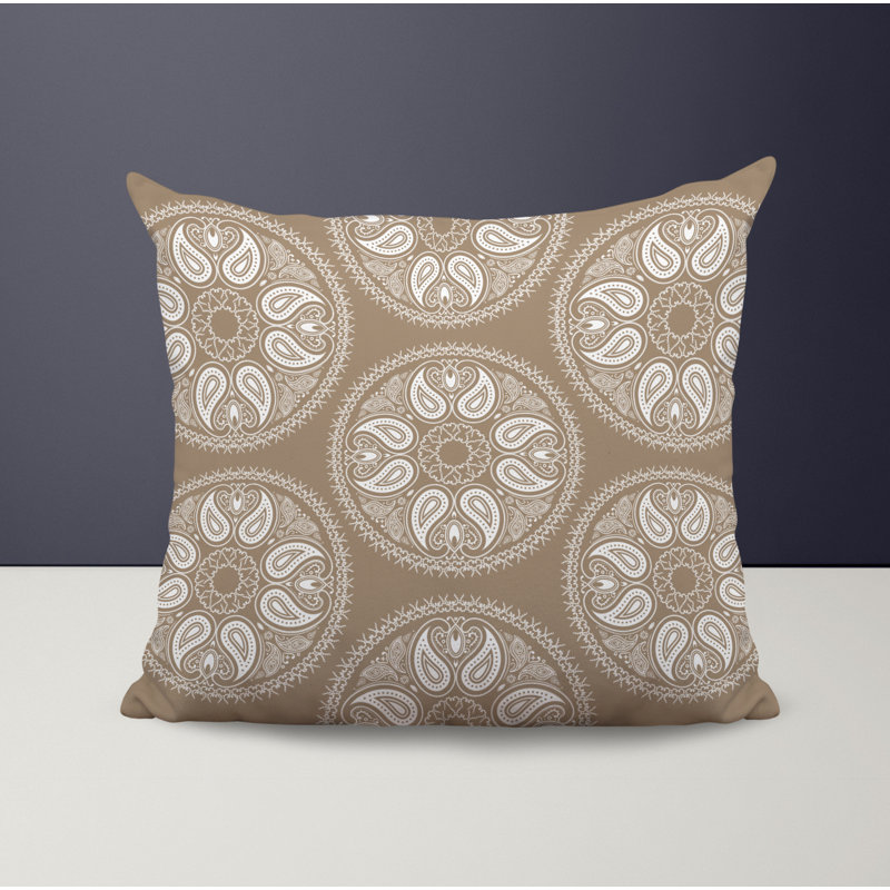 Outdoor Reversible Throw Pillow, Beige, 15W" x 15H"