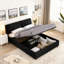 Lit plateforme tapissier avec rangement et tête de lit hydraulique en tissu chenille, pour le rangement des chambres modernes et élégantes-701156059