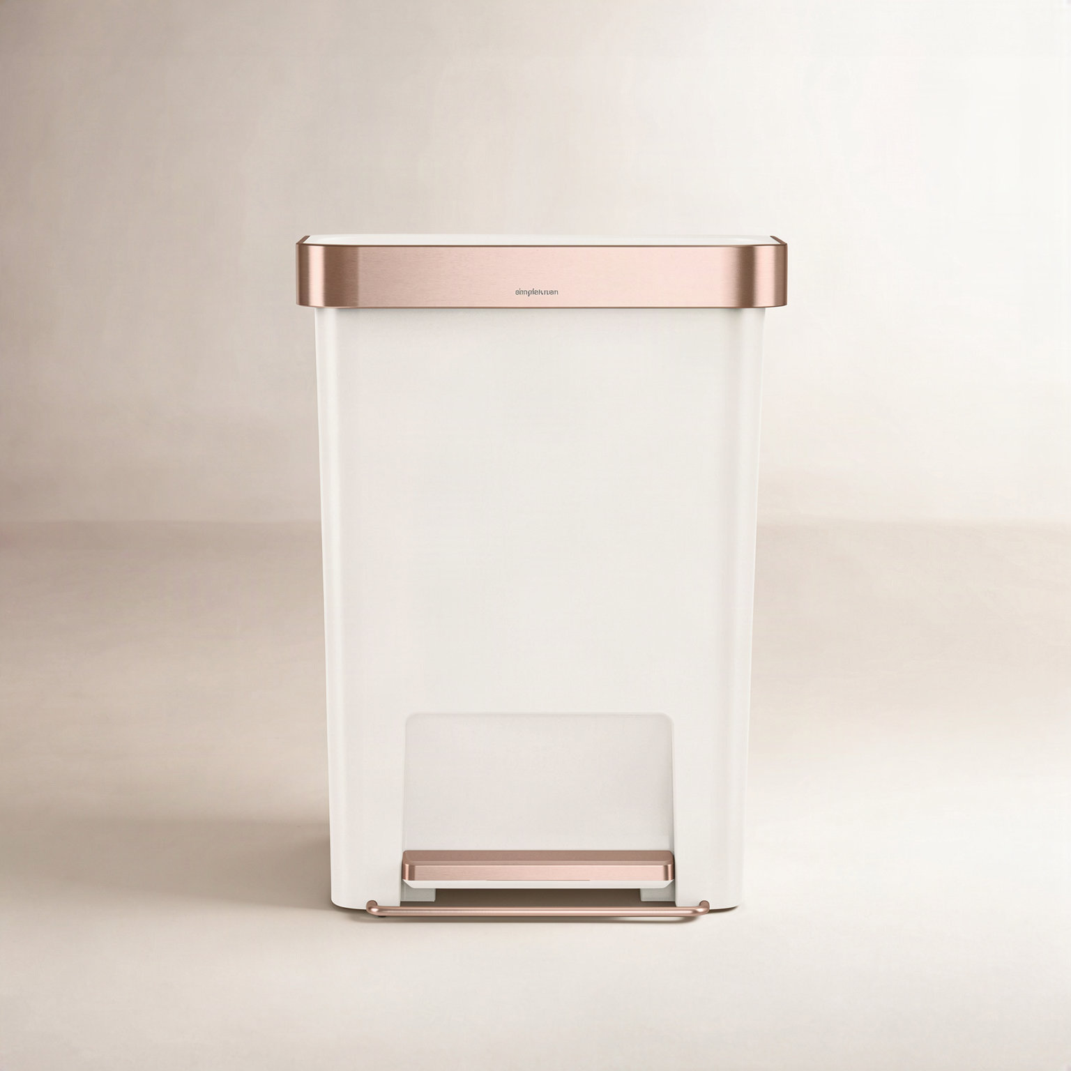 simplehuman 12gal Soft-Close Step-On Can, Cream